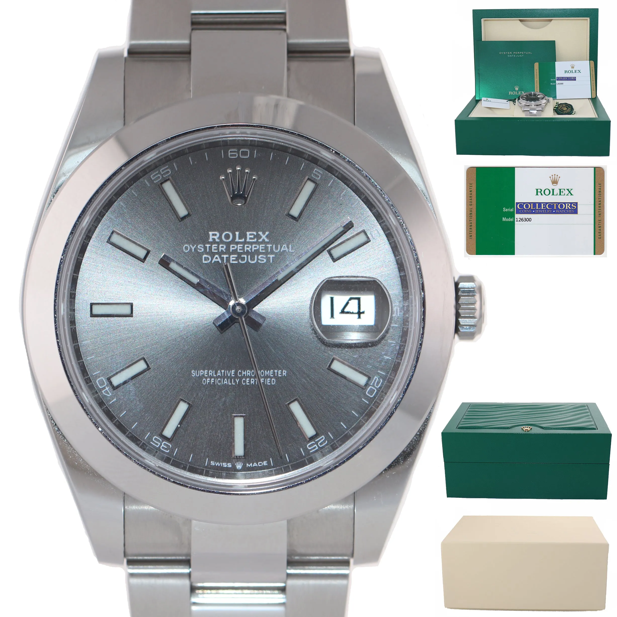 STICKERS 2020 PAPERS Rolex DateJust 41 Steel 126300 Rhodium Oyster Watch Box
