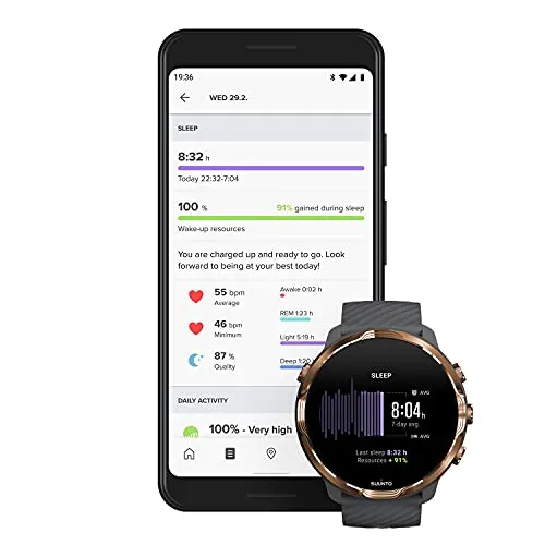 SUUNTO 7 Graphite Copper, GPS Versatile Sports Watch with Google Wear OS, 24x7 Activity and Sleep Tracking