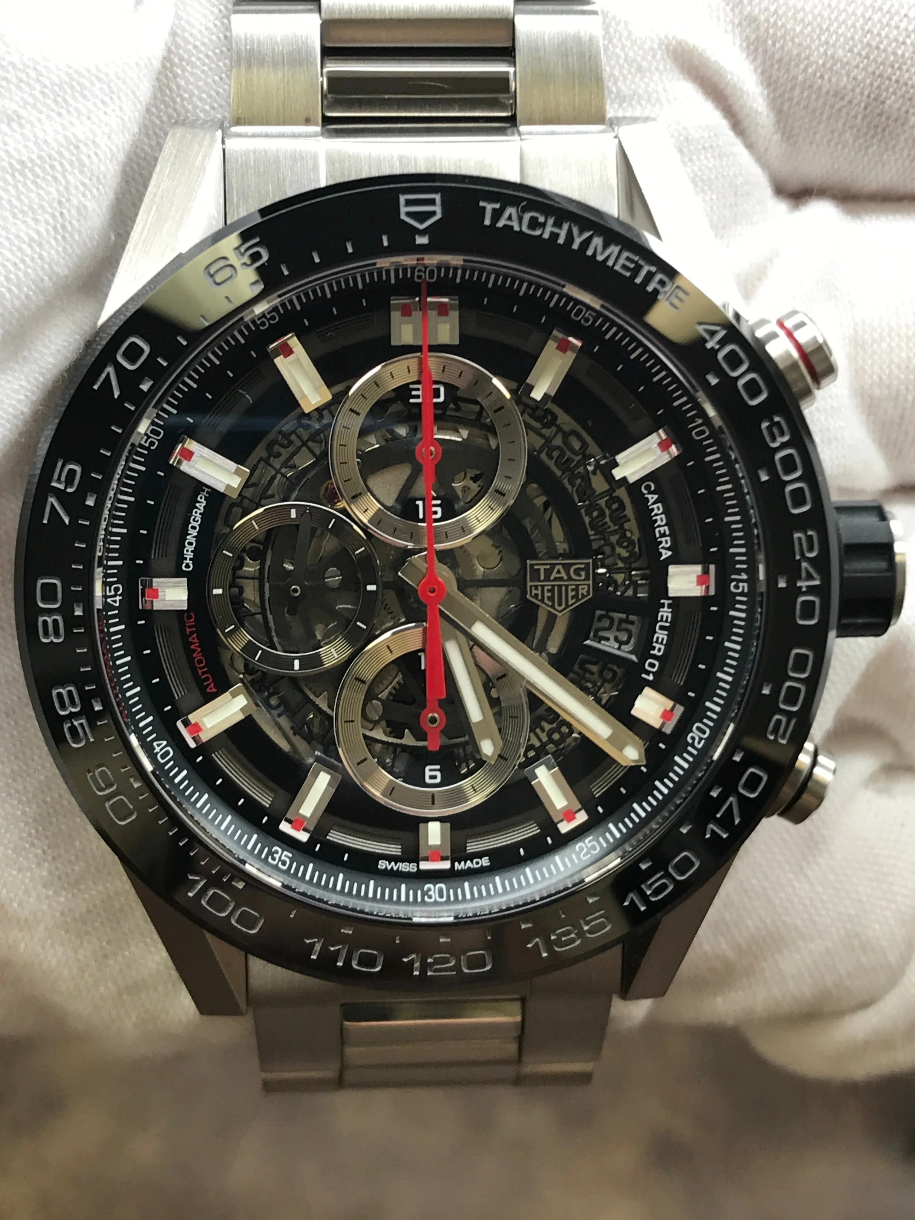 TAG Heuer Carrera Chronograph Calibre HEUER01 CAR2A1W.BA0703 Black Skeleton Dial Automatic Men's Watch