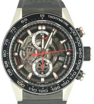 TAG Heuer Chronograph Carrera 01 Calibre Black Rubber Watch 45mm CAR2A1Z