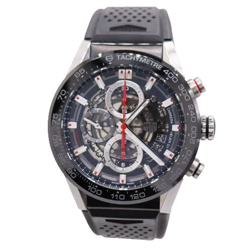 Tag Heuer Men's Carrera Calibre Heuer 01 Stainless Steel 43mm Skeleton Chronograph Dial Watch Ref# CAR201V.FT6046