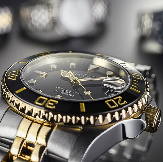 Ternos Medium Automatic Swiss-Made Black Gold Diver Watch 16619705 OUTLET