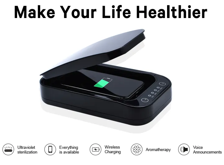 Thē Ultimate Cell Phone UV Sterilizer w/ Wireless Charging- Kills 99.9% Viruses & Bacteria