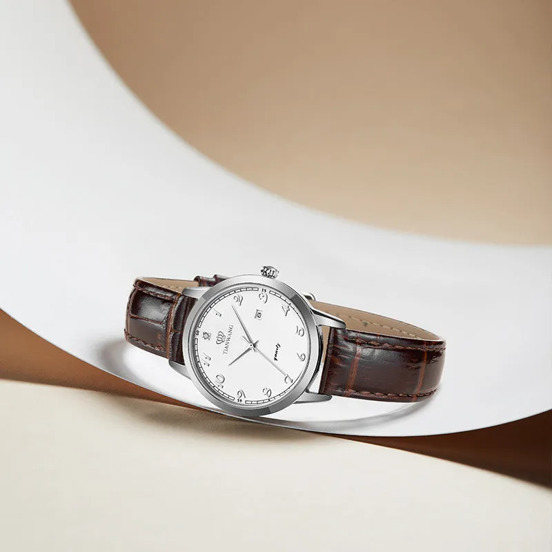 TIANWANG Women's Leather Watch - Waterproof with Calendar, Minimalist Style LS3886