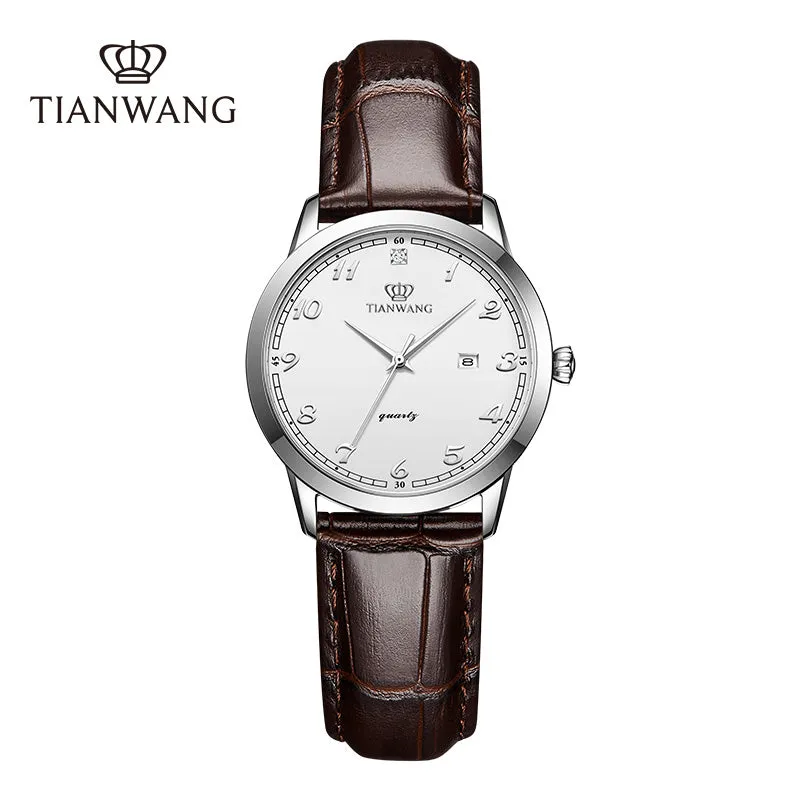 TIANWANG Women's Leather Watch - Waterproof with Calendar, Minimalist Style LS3886