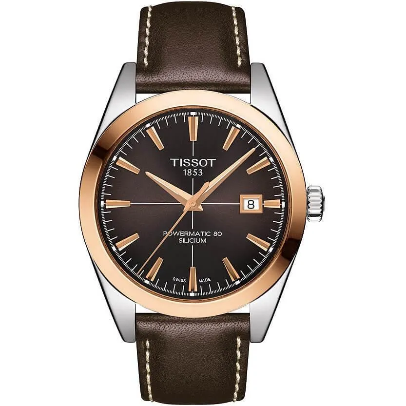Tissot Gentleman Powermatic 80 Silicium Solid 18K Gold Bezel Automatic Men's Watch T9274074629100