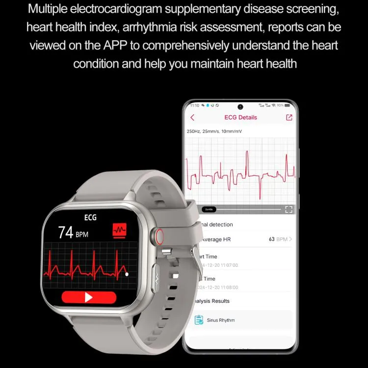 TK17 1.91 inch Horizontal Screen Silicone Strap Smart Watch Supports ECG Electrocardiogram(Blue)