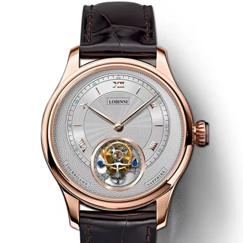 Top Luxury Roman Numerals Dial Watches Real Tourbillon Men'S Mechanical Watches Waterproof Sapphire Glass Watches