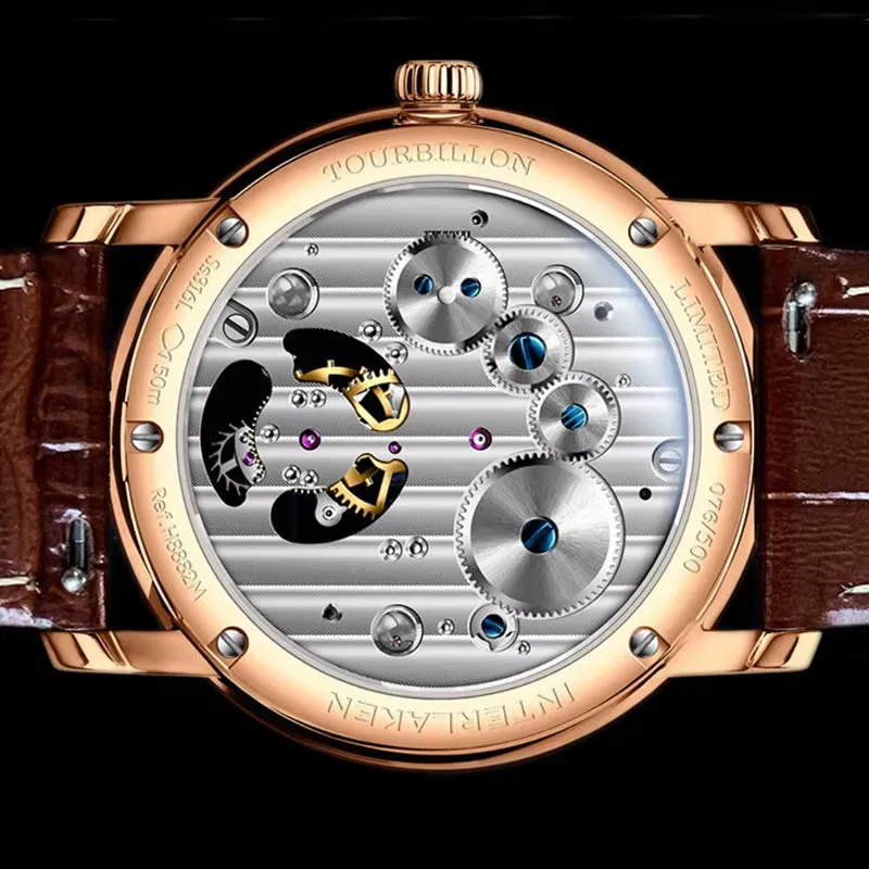 Top Luxury Roman Numerals Dial Watches Real Tourbillon Men'S Mechanical Watches Waterproof Sapphire Glass Watches