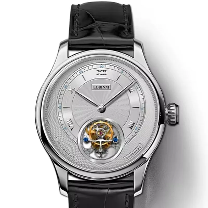 Top Luxury Roman Numerals Dial Watches Real Tourbillon Men'S Mechanical Watches Waterproof Sapphire Glass Watches