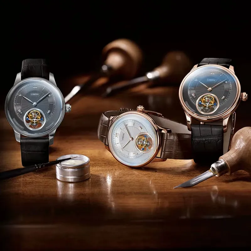 Top Luxury Roman Numerals Dial Watches Real Tourbillon Men'S Mechanical Watches Waterproof Sapphire Glass Watches
