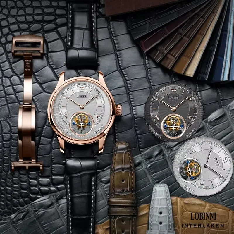 Top Luxury Roman Numerals Dial Watches Real Tourbillon Men'S Mechanical Watches Waterproof Sapphire Glass Watches