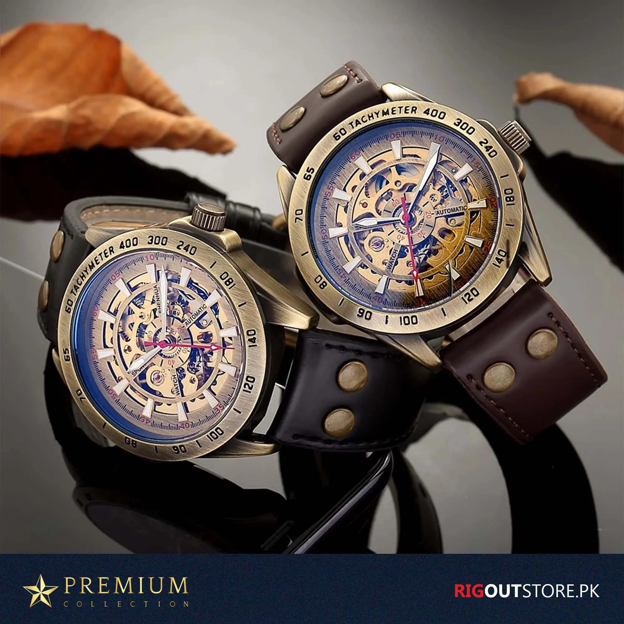Tourbillion YACTH - Automatic Skeleton Watch with Brown Strap