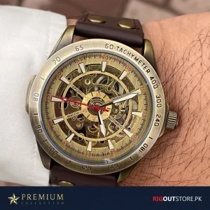 Tourbillion YACTH - Automatic Skeleton Watch with Brown Strap
