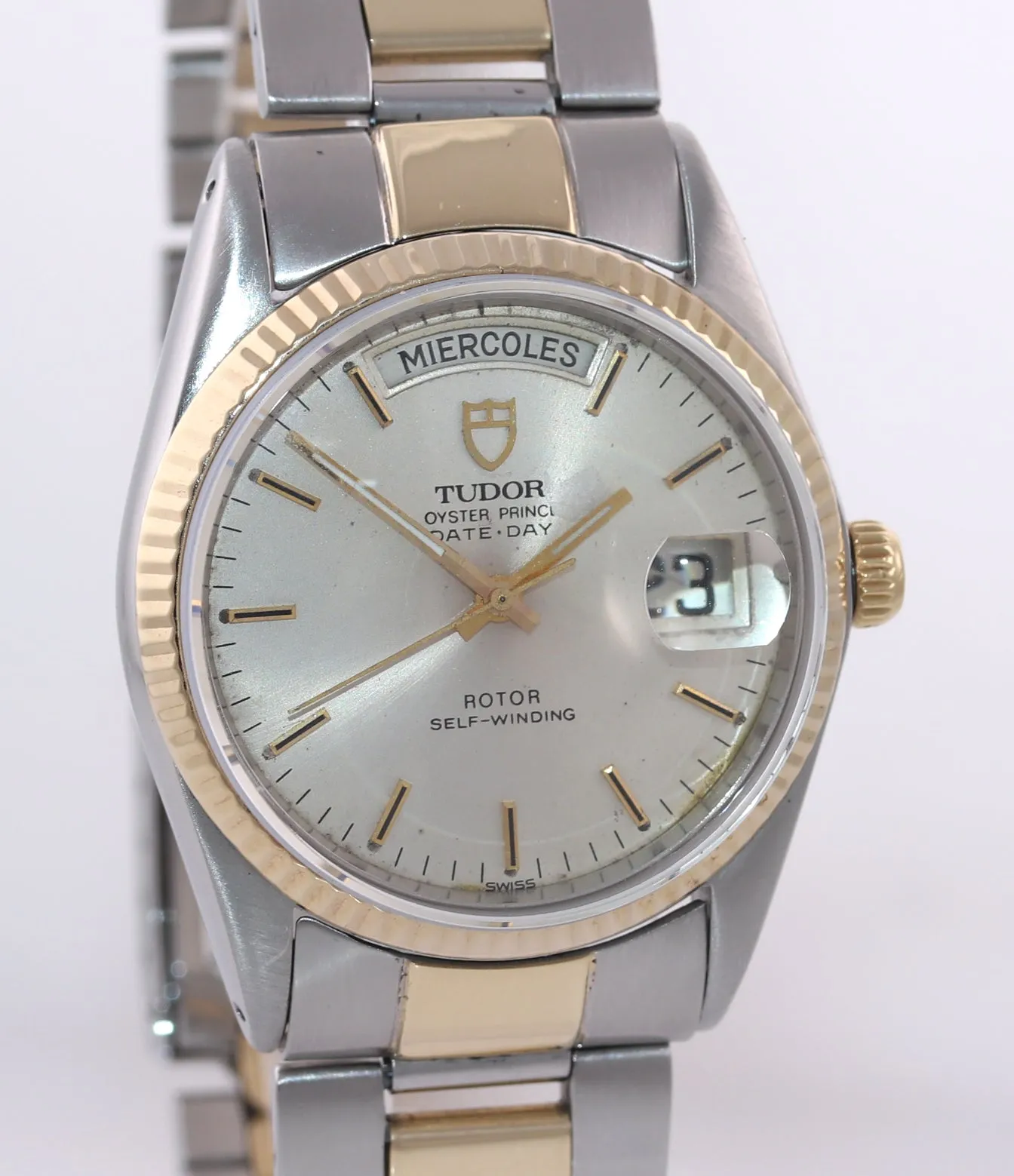 Tudor Prince Day-Date Steel 94510 36mm Champagne Stick Silver Automatic Watch