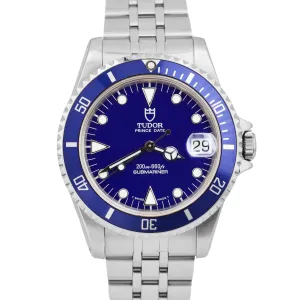 Tudor Submariner 75190 Prince Date BLUE Steel 36mm JUBILEE Automatic Watch