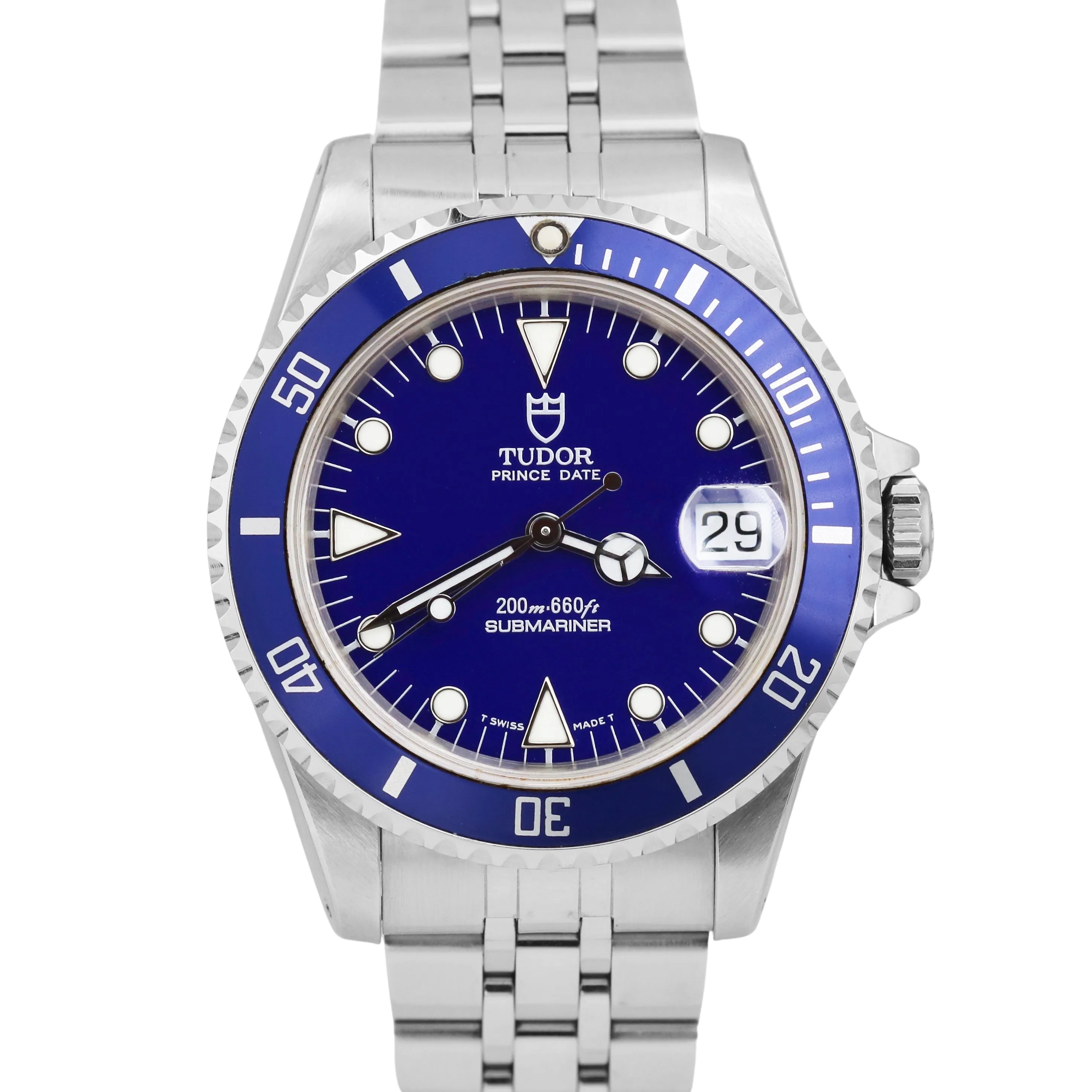Tudor Submariner 75190 Prince Date BLUE Steel 36mm JUBILEE Automatic Watch