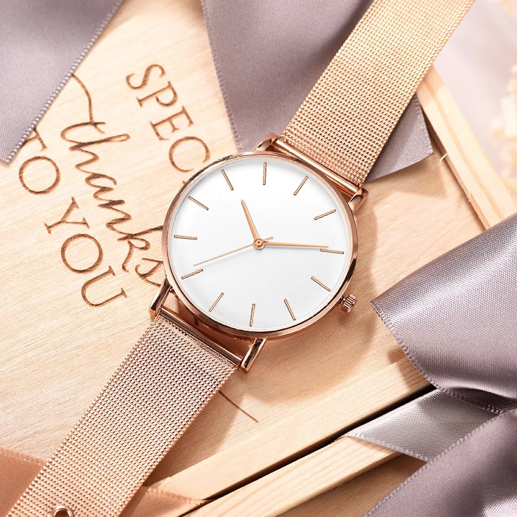 Ultra-thin Rose Gold Watch Minimalist Mesh Women Watch