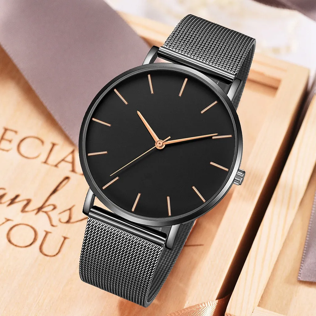 Ultra-thin Rose Gold Watch Minimalist Mesh Women Watch