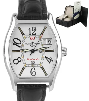Ulysse Nardin Michaelangelo Big Date Stainless Leather Watch BOX PAPERS 233-48