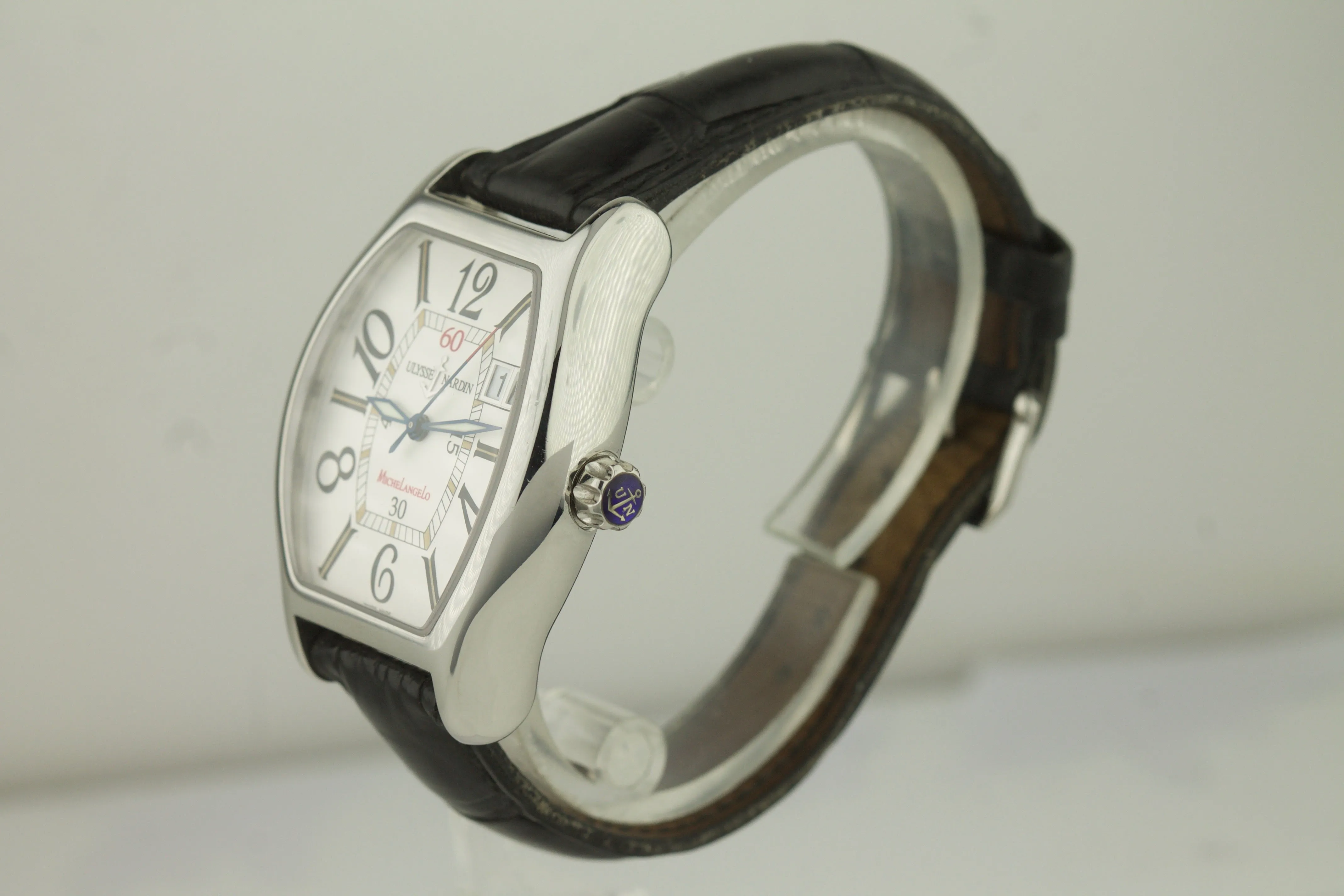 Ulysse Nardin Michaelangelo Big Date Stainless Leather Watch BOX PAPERS 233-48