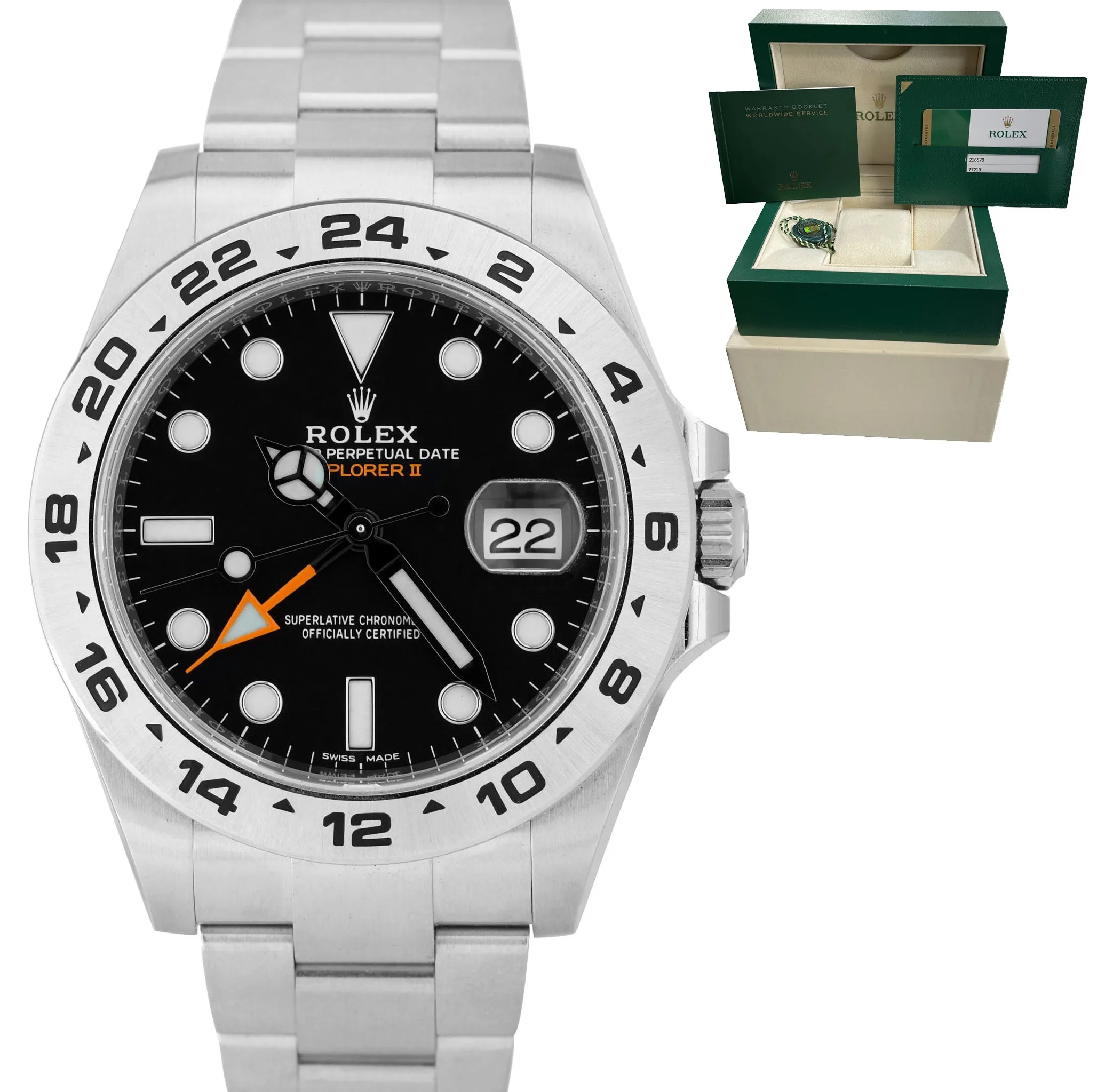 UNPOLISHED 2019 Rolex Explorer II 42mm Black Orange GMT Date Steel Watch 216570