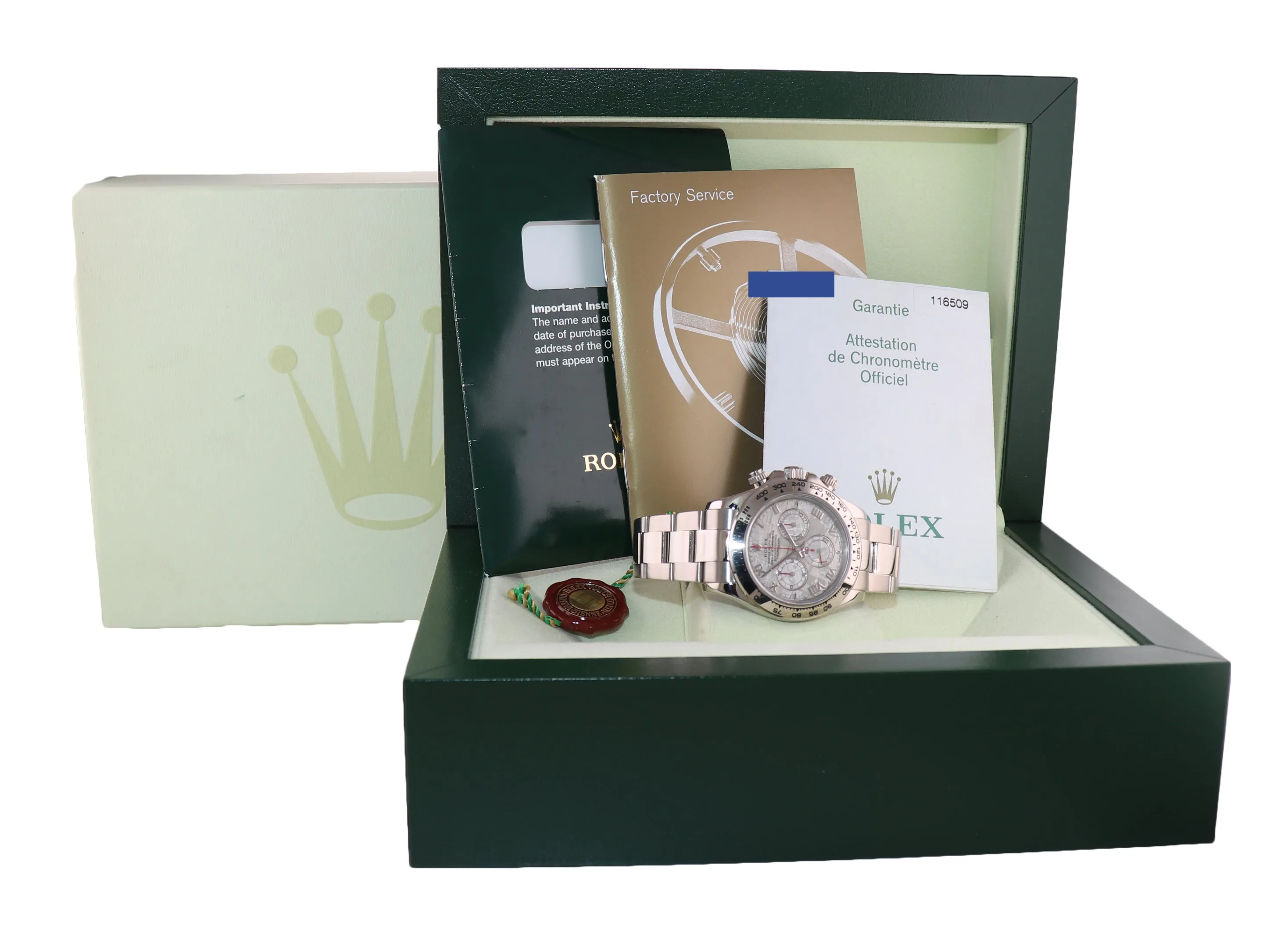 UNPOLISHED PAPERS Rolex Daytona Meteorite Roman 116509 White Gold Watch Box