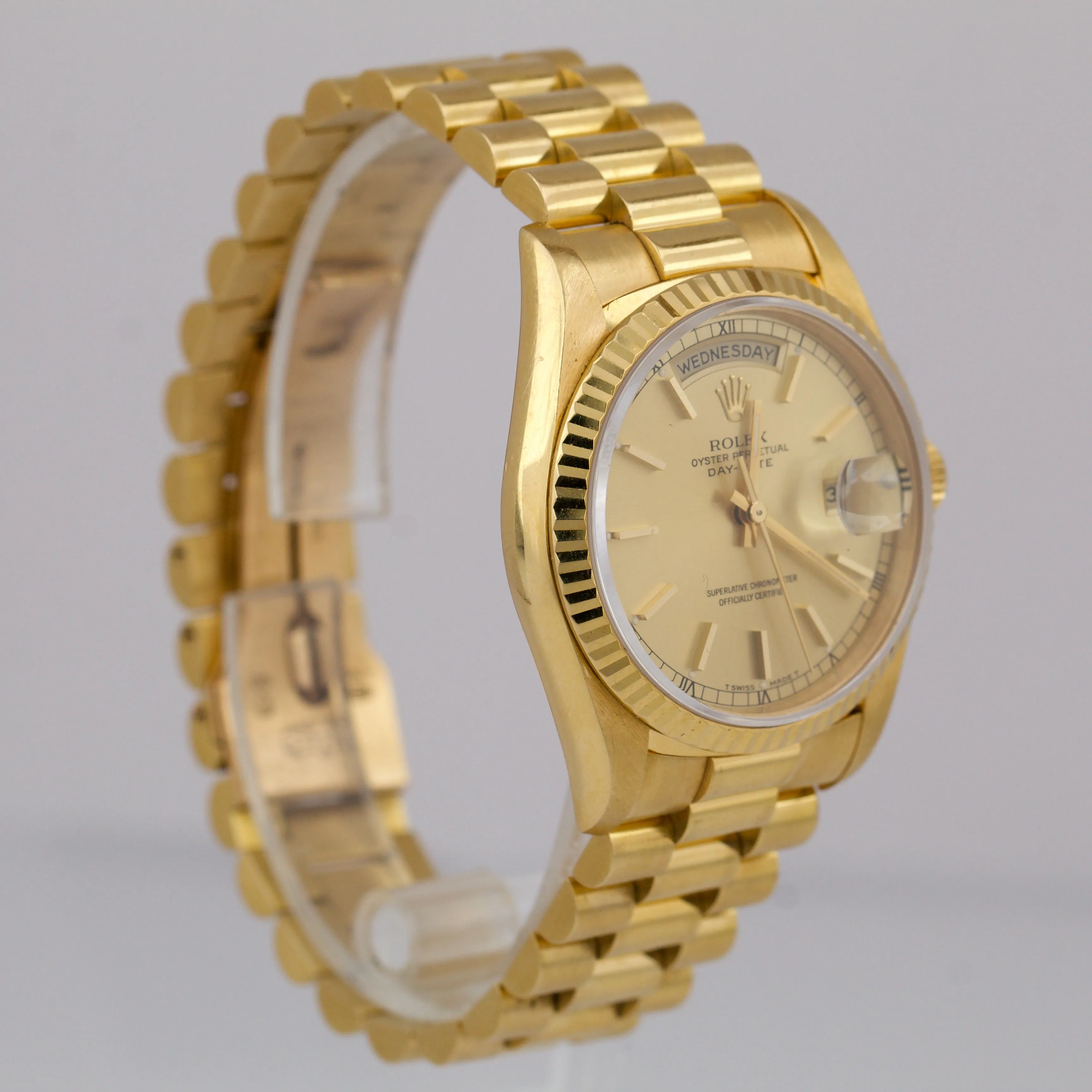 UNPOLISHED Rolex Day-Date Champagne Quickset 36mm 18238 18K Yellow Gold Watch