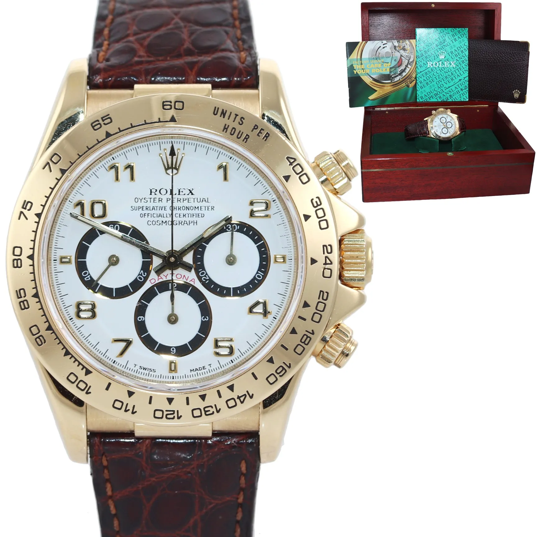 UNPOLISHED Rolex Daytona Zenith 16518 White Inverted 6 18k Yellow Gold Watch Box