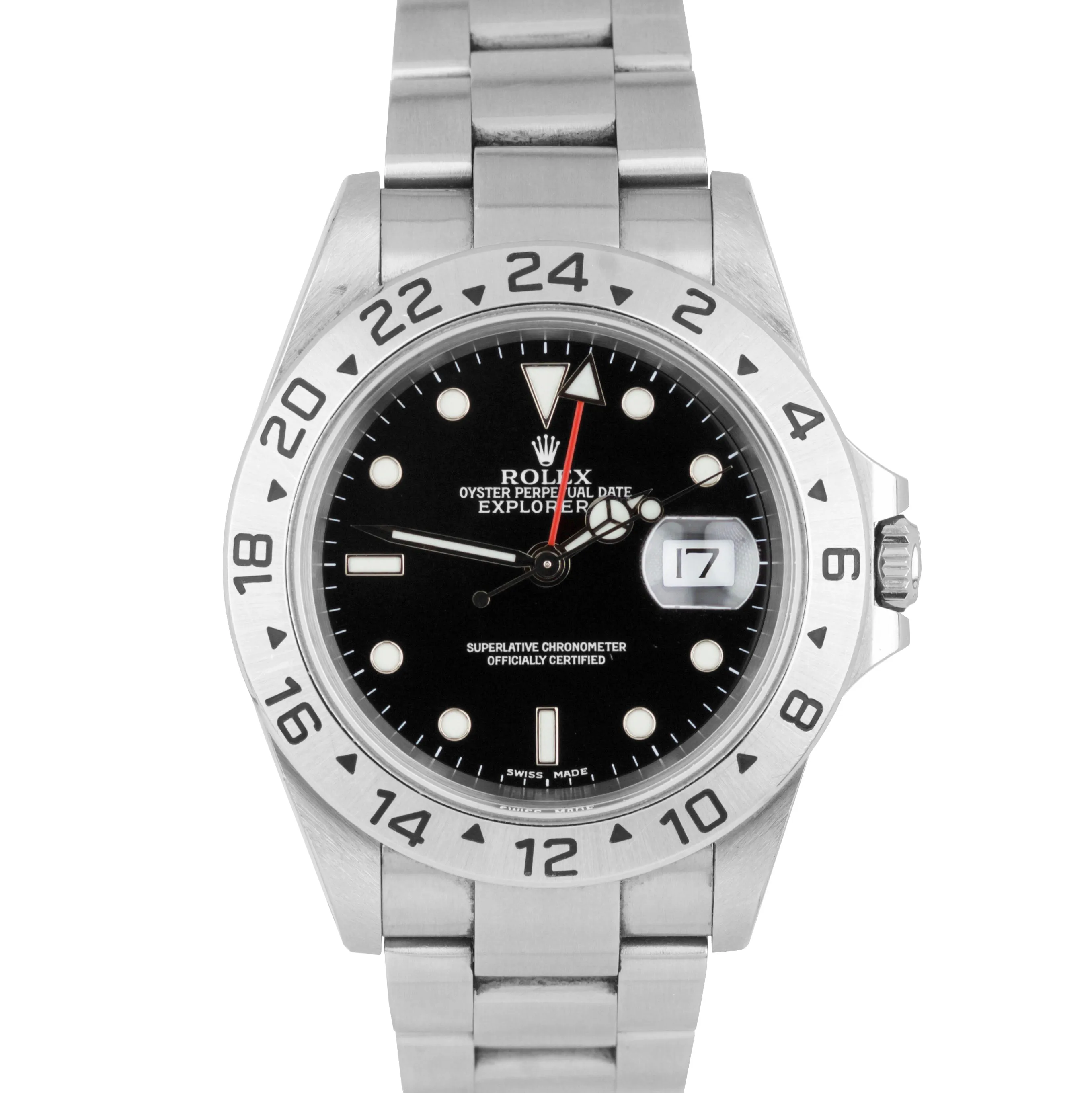 UNPOLISHED Rolex Explorer II SEL Stainless Steel Black Date GMT 40mm Watch 16570