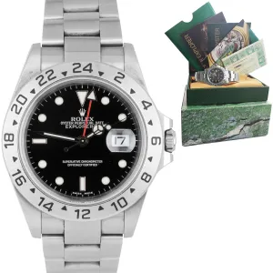 UNPOLISHED Rolex Explorer II SEL Stainless Steel Black Date GMT 40mm Watch 16570