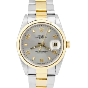 UNPOLISHED Rolex Oyster Perpetual Date Slate 34mm Two-Tone Watch DateJust 15203