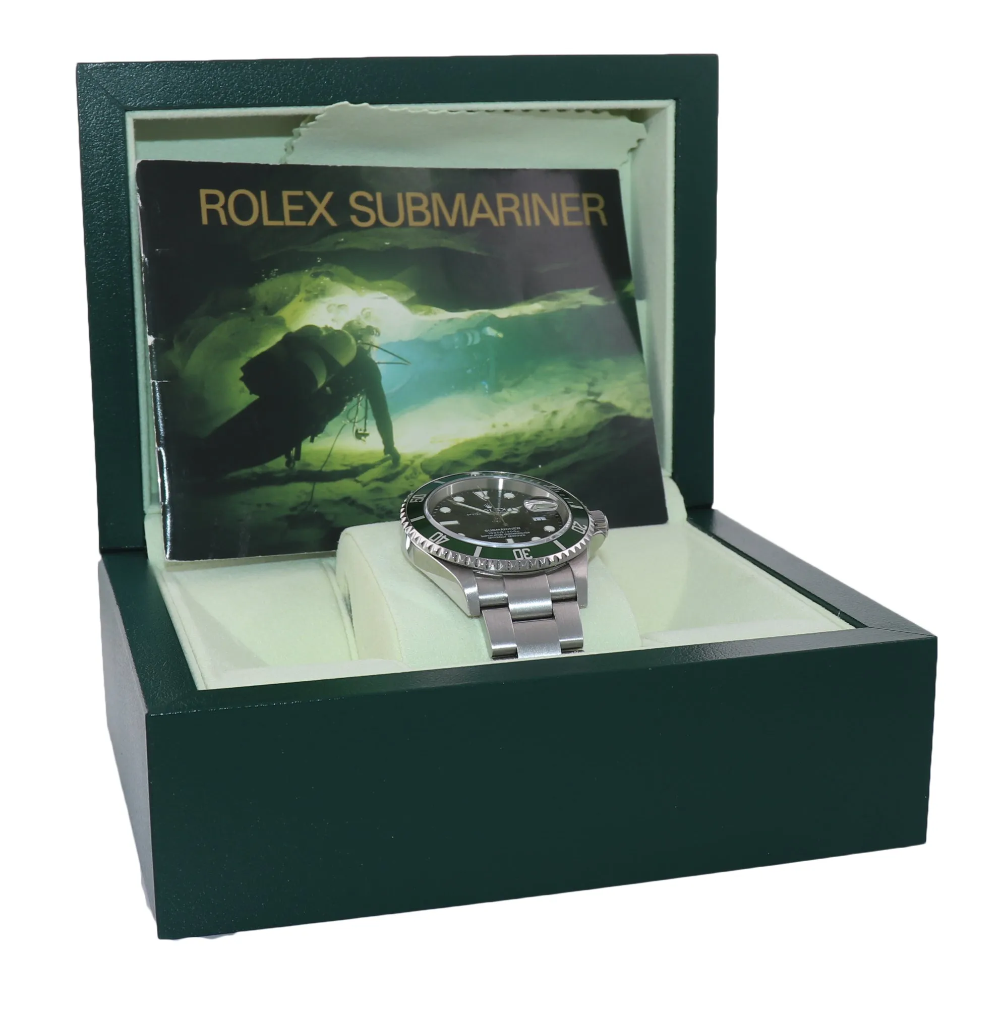 UNPOLISHED Rolex Submariner 16610 Kermit Green Submariner 40mm 16610LV Watch