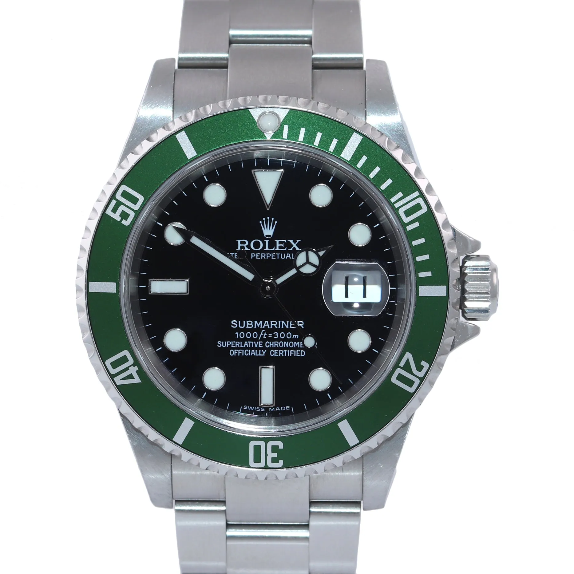 UNPOLISHED Rolex Submariner 16610 Kermit Green Submariner 40mm 16610LV Watch