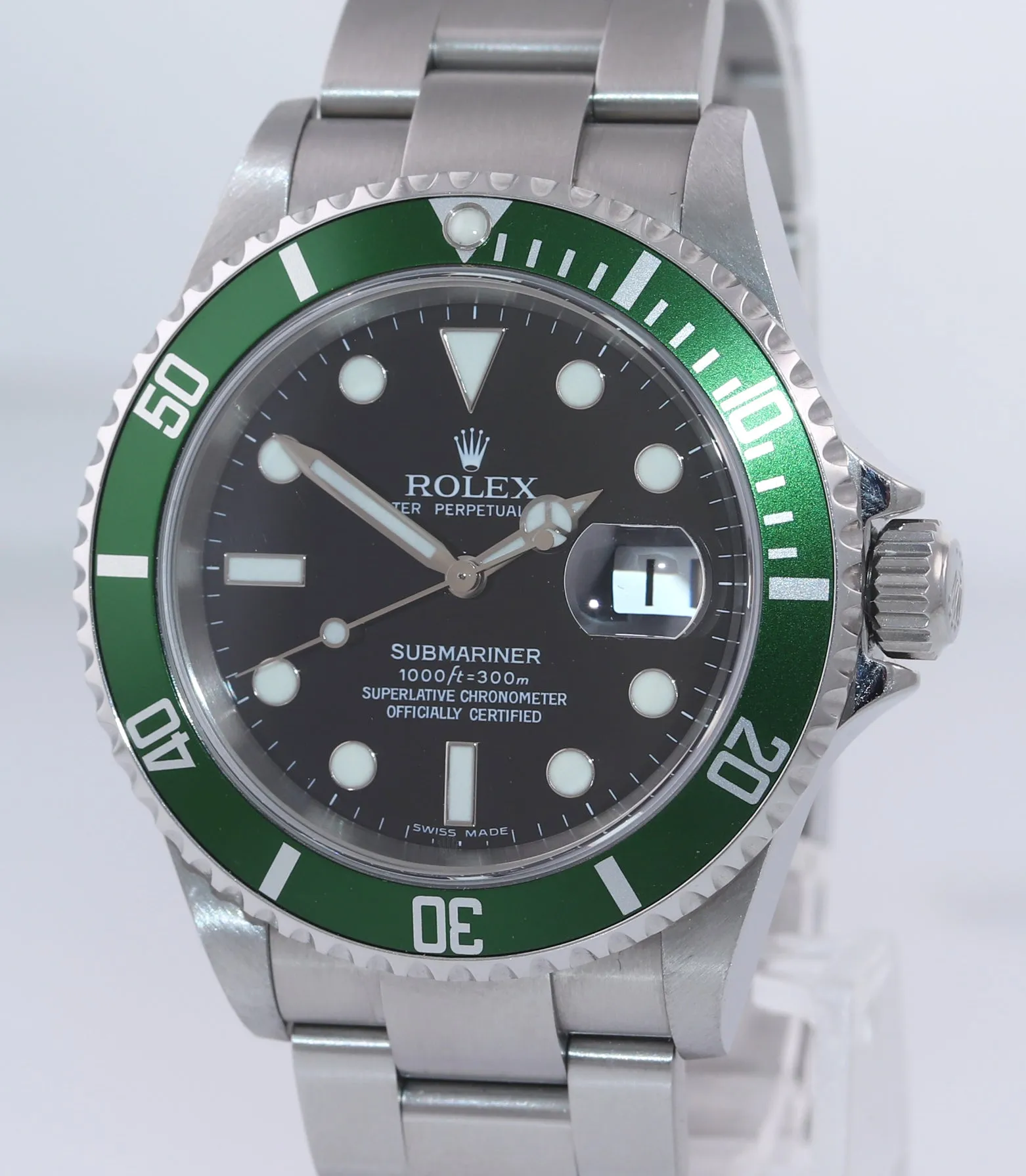 UNPOLISHED Rolex Submariner 16610 Kermit Green Submariner 40mm 16610LV Watch