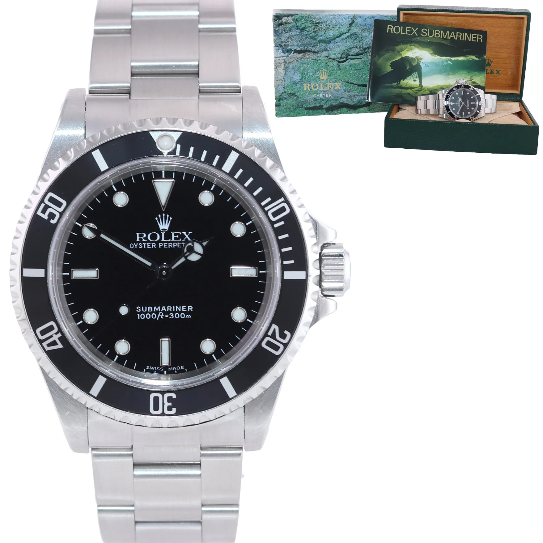 UNPOLISHED Rolex Submariner Black No-Date 14060 Steel 40mm Dive Watch