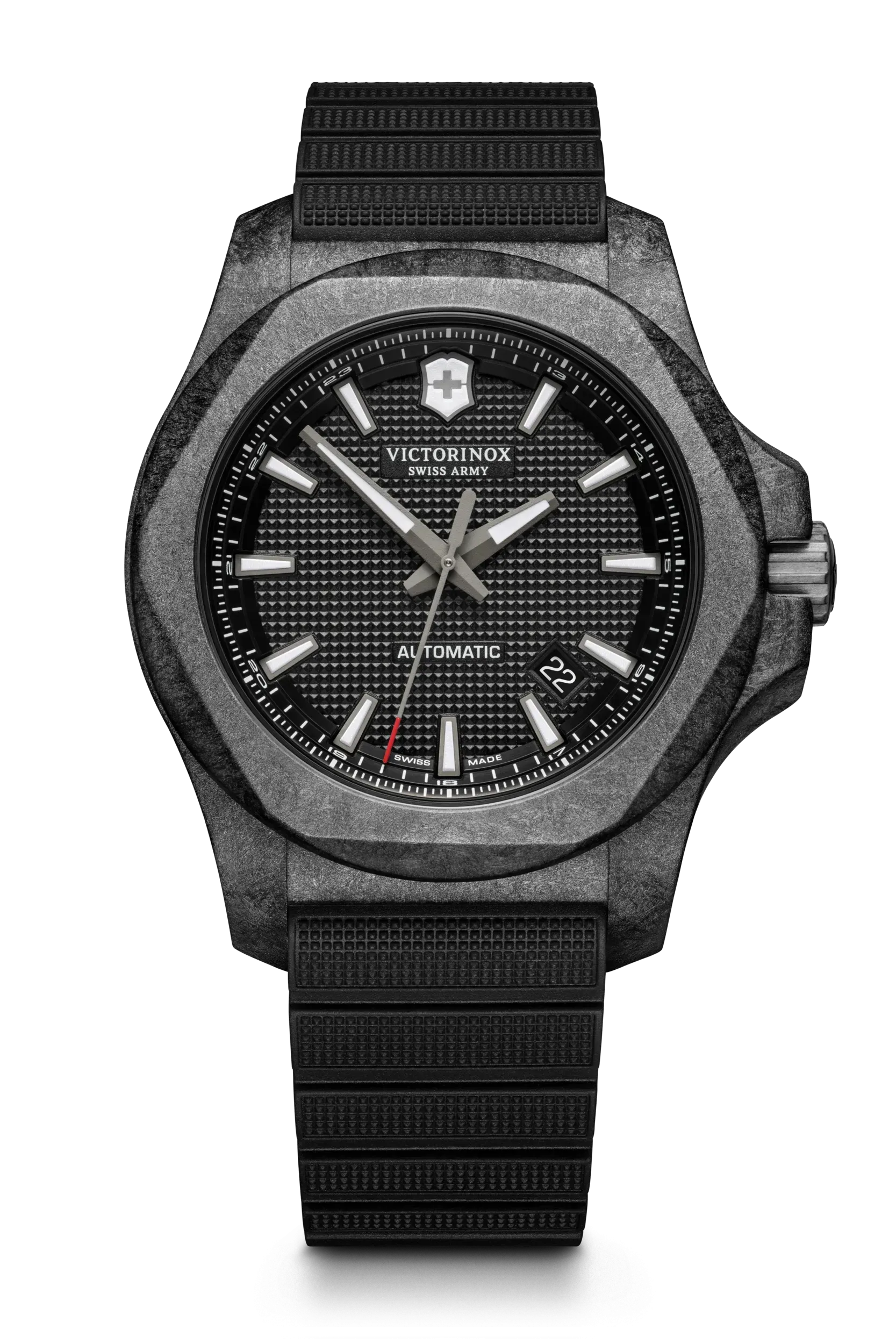 Victorinox I.N.O.X. Carbon Mechanical 43 black Dial black Case Black Rubber Strap Watch