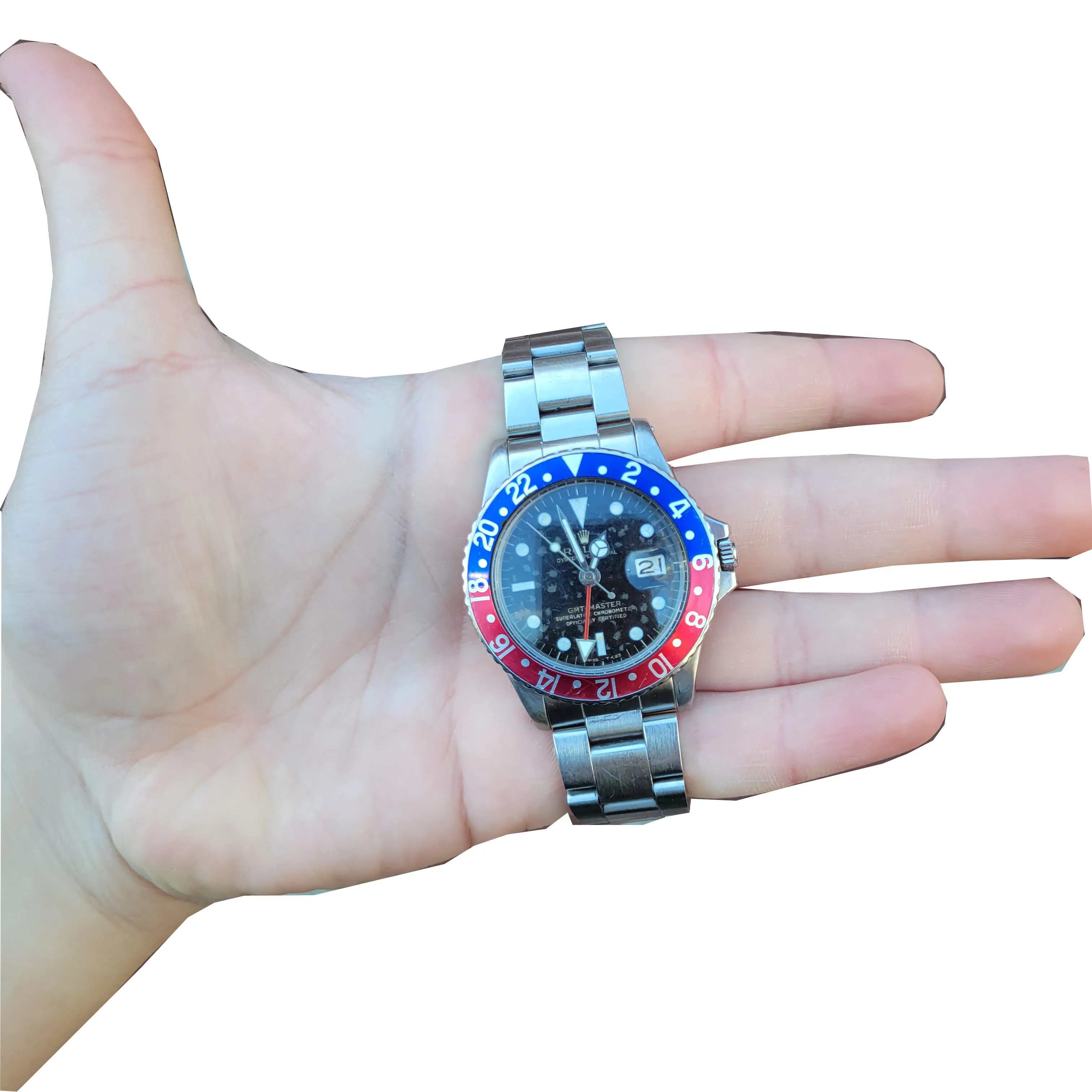 Vintage 1966 Rolex GMT-Master PEPSI Blue / Red Stainless GILT DIAL Watch 1675