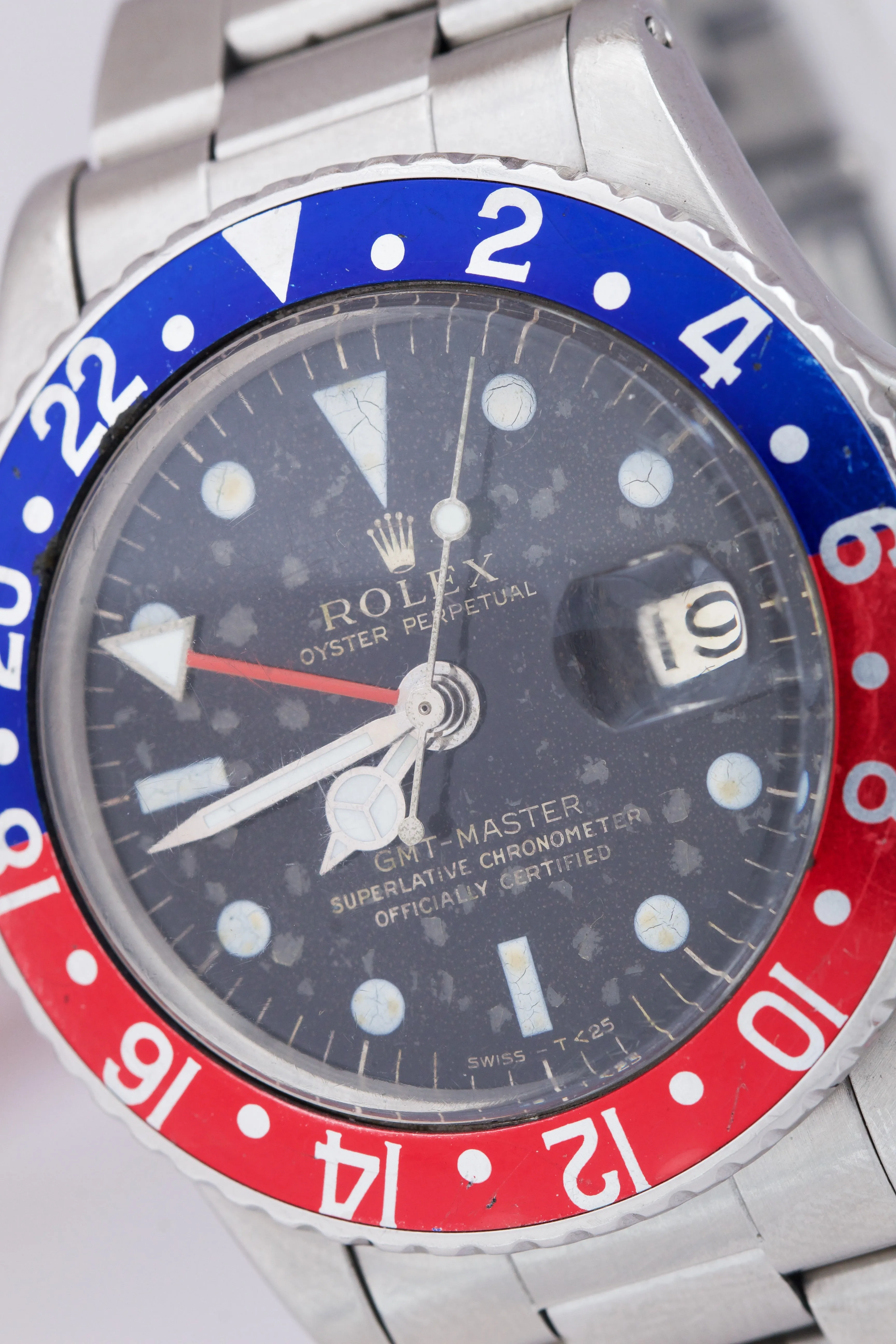 Vintage 1966 Rolex GMT-Master PEPSI Blue / Red Stainless GILT DIAL Watch 1675