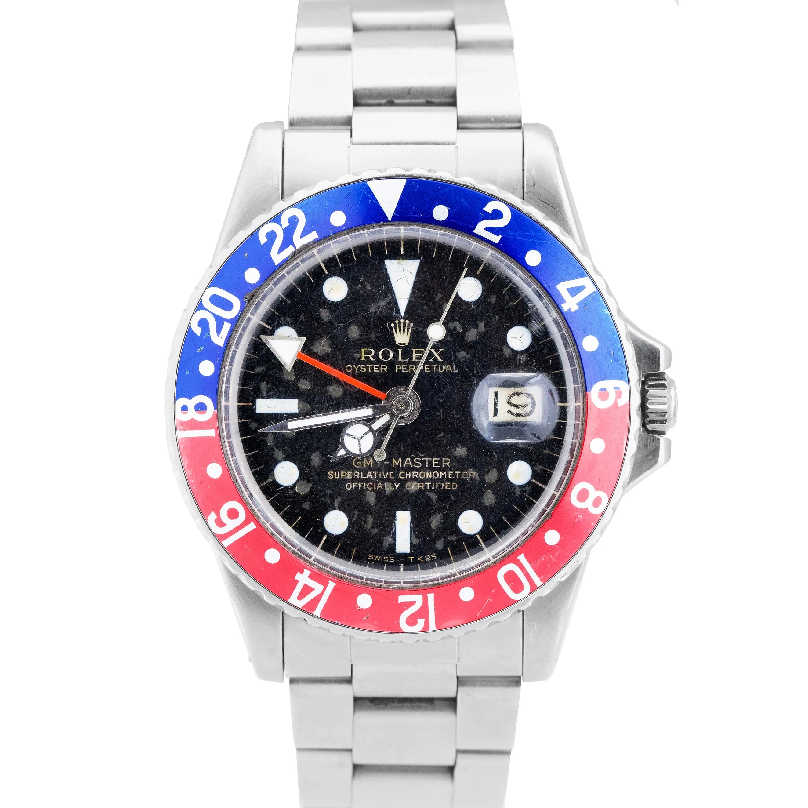Vintage 1966 Rolex GMT-Master PEPSI Blue / Red Stainless GILT DIAL Watch 1675