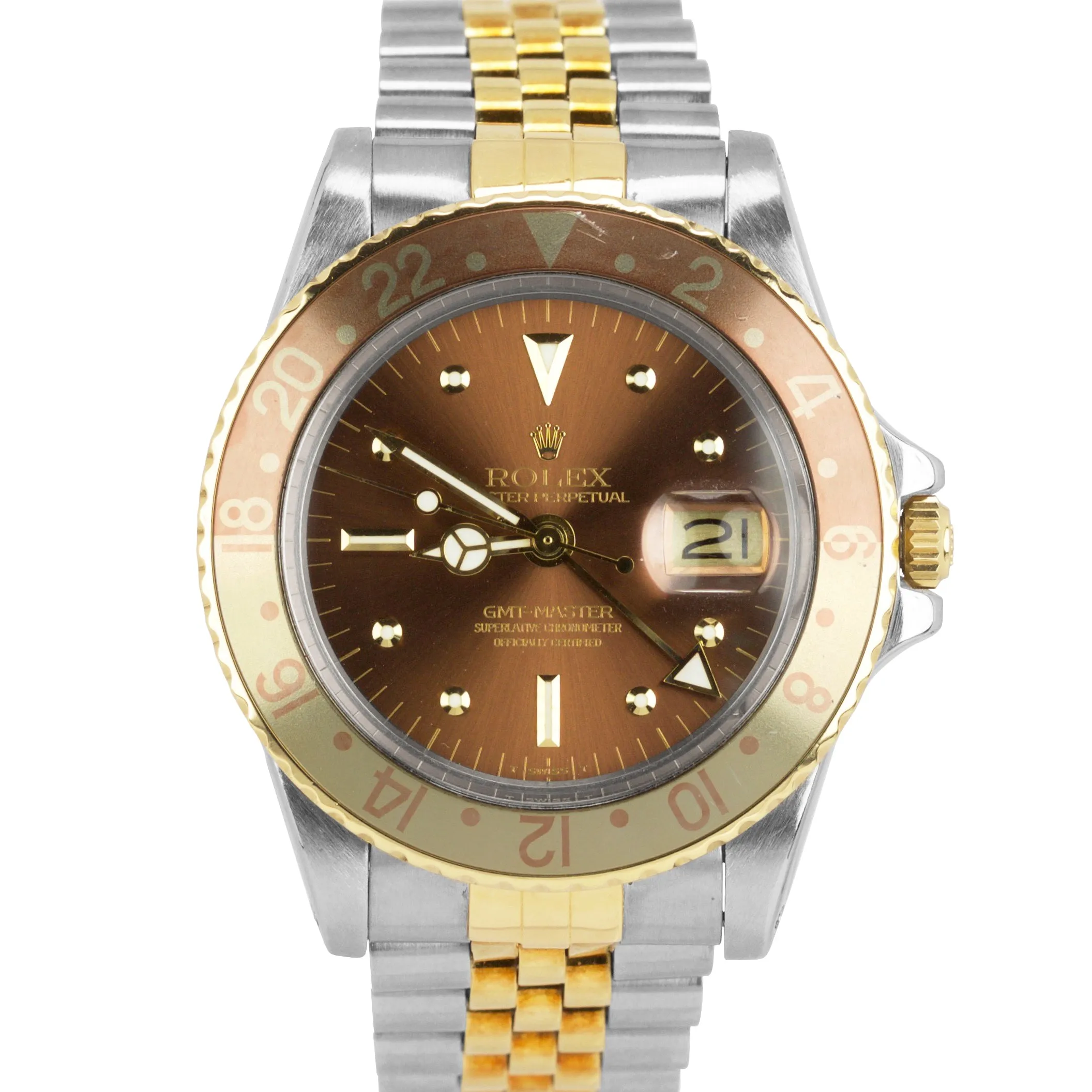 Vintage 1979 Rolex GMT-Master Root Beer Nipple Dial 40mm Two-Tone Watch 1675