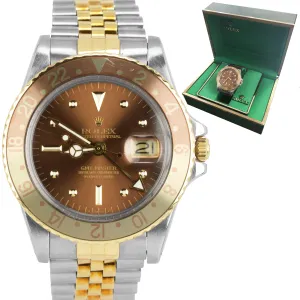 Vintage 1979 Rolex GMT-Master Root Beer Nipple Dial 40mm Two-Tone Watch 1675