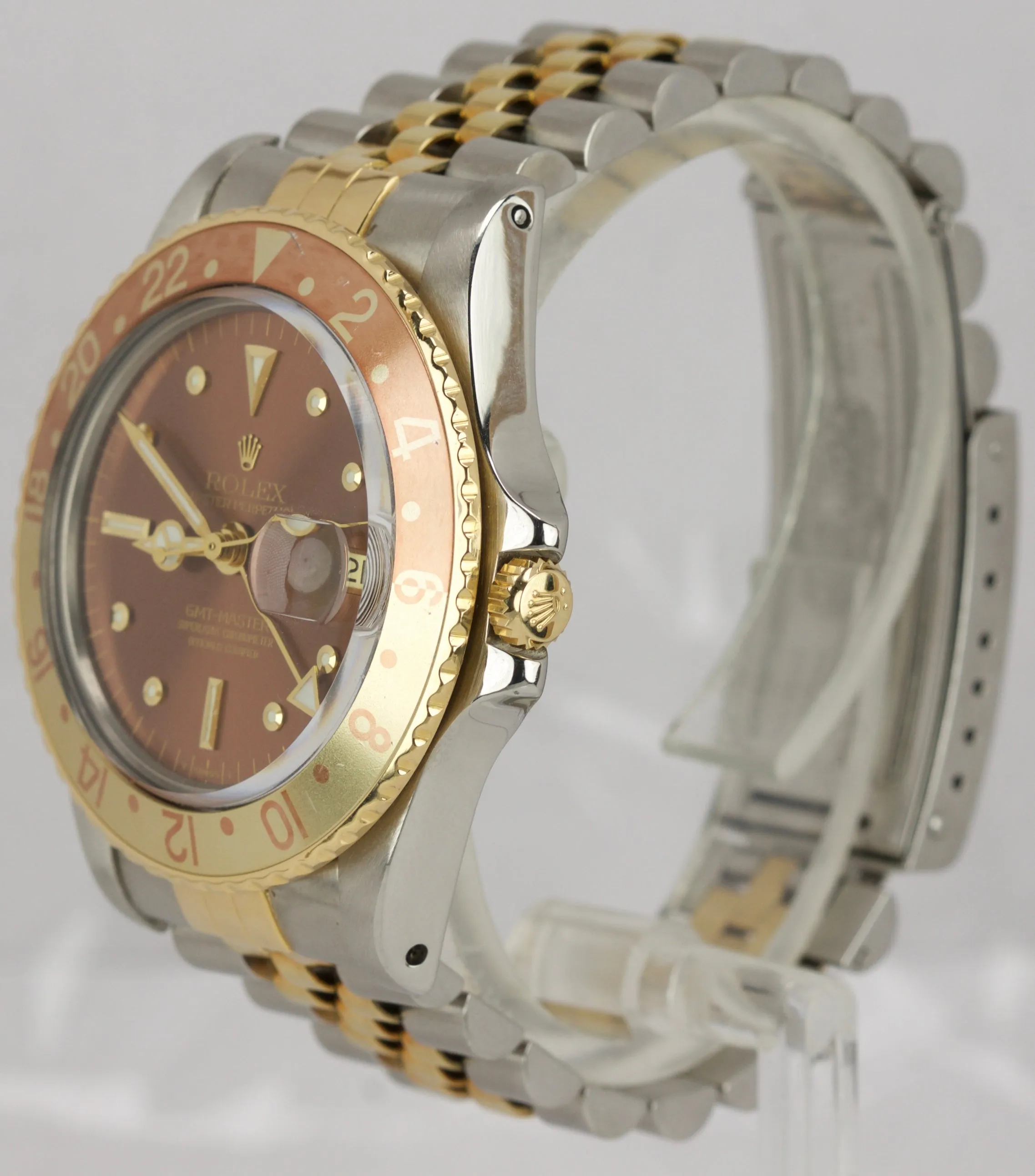 Vintage 1979 Rolex GMT-Master Root Beer Nipple Dial 40mm Two-Tone Watch 1675