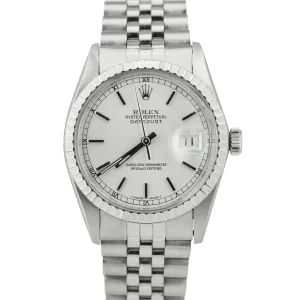 Vintage 1980 Rolex DateJust 36mm Silver Jubilee Stainless Steel Watch 16030