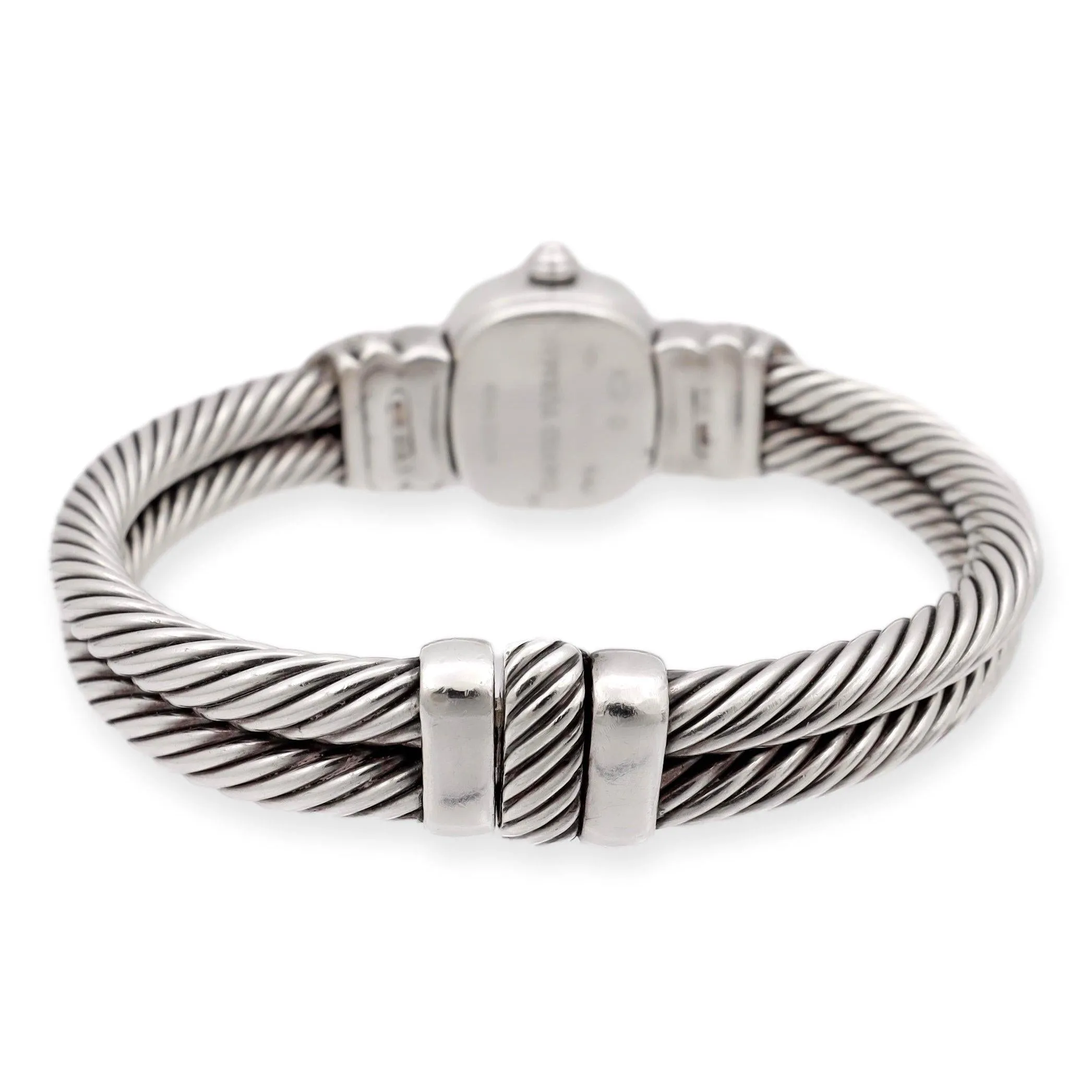 Vintage David Yurman Ladies Sterling Silver Diamond Wrist Cable Watch