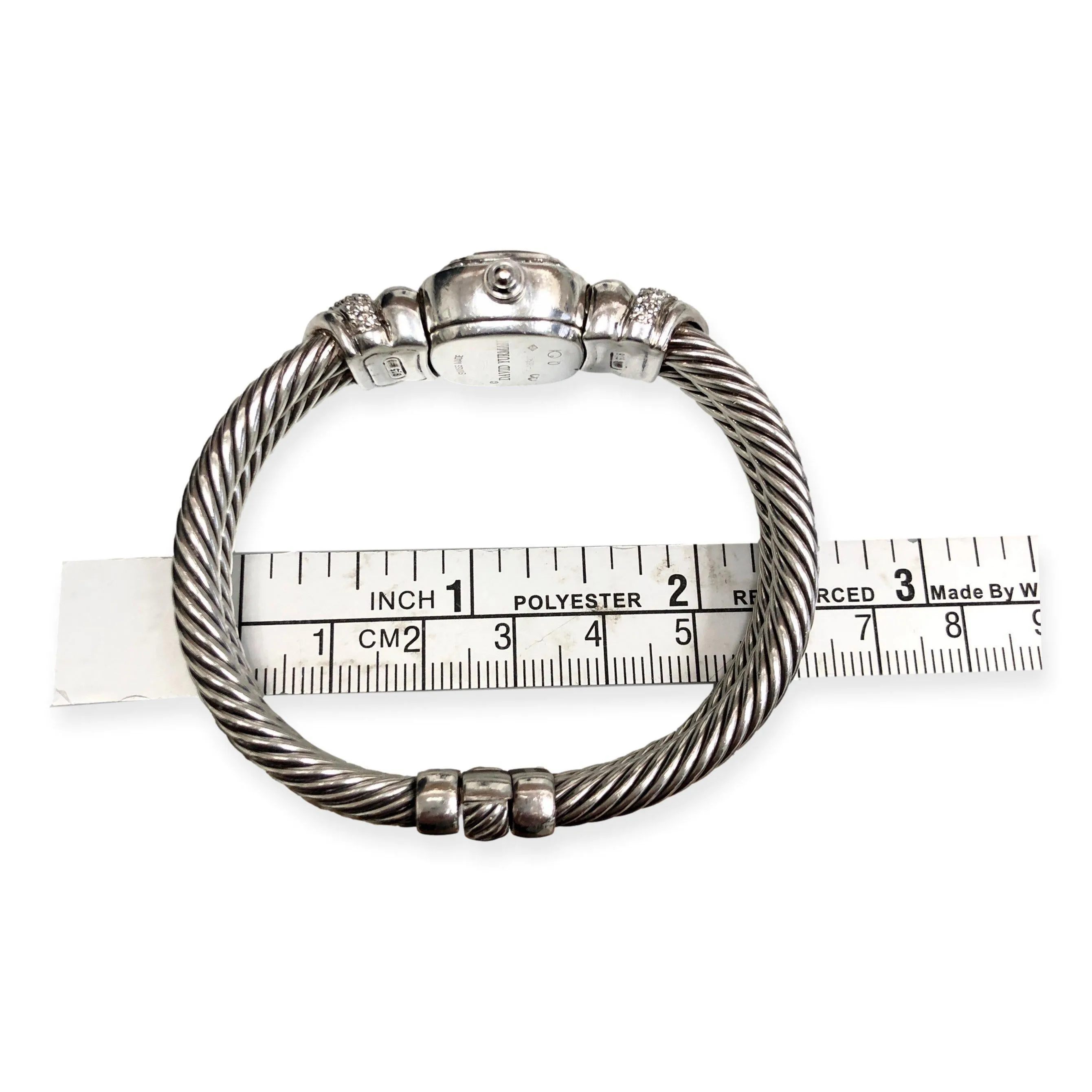 Vintage David Yurman Ladies Sterling Silver Diamond Wrist Cable Watch