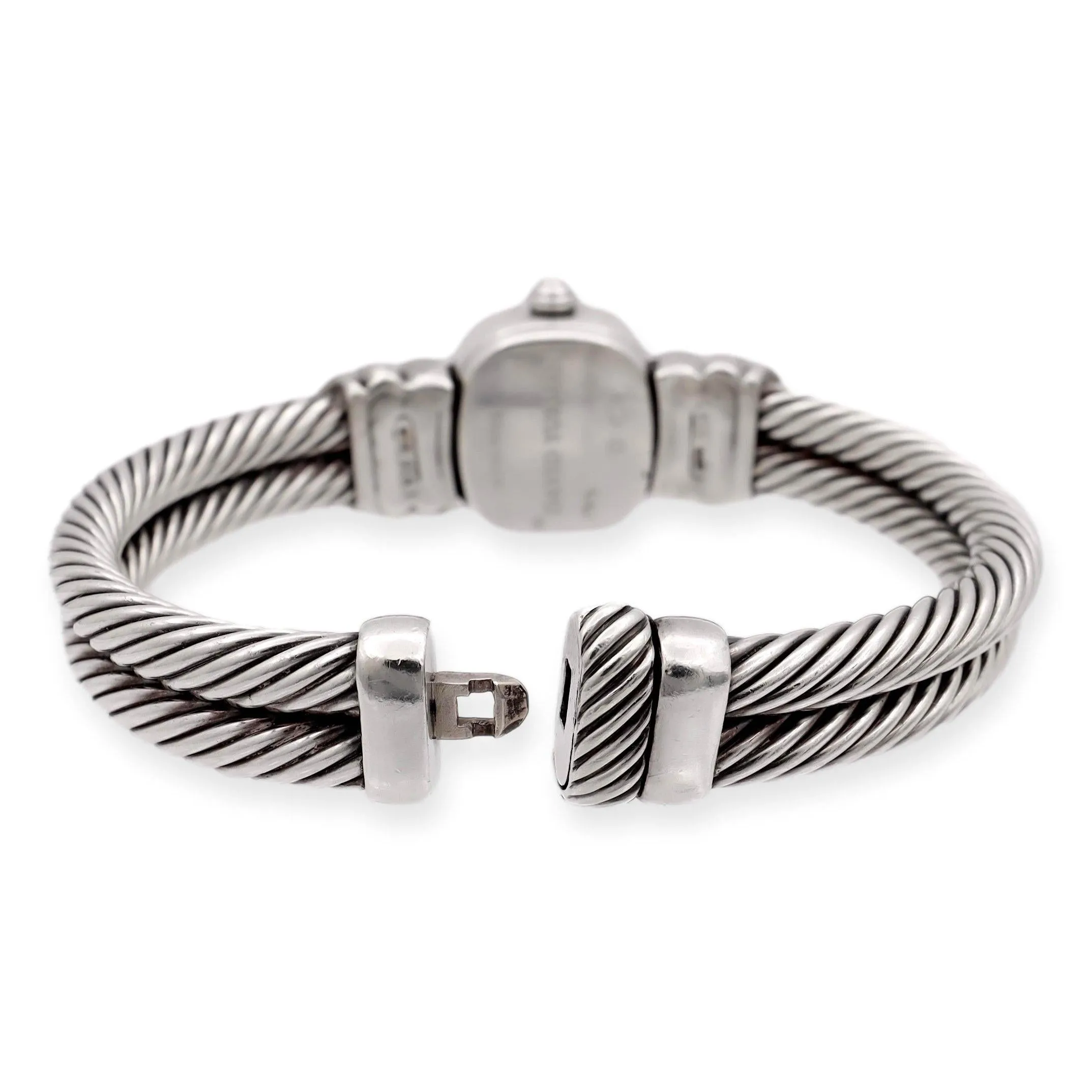 Vintage David Yurman Ladies Sterling Silver Diamond Wrist Cable Watch