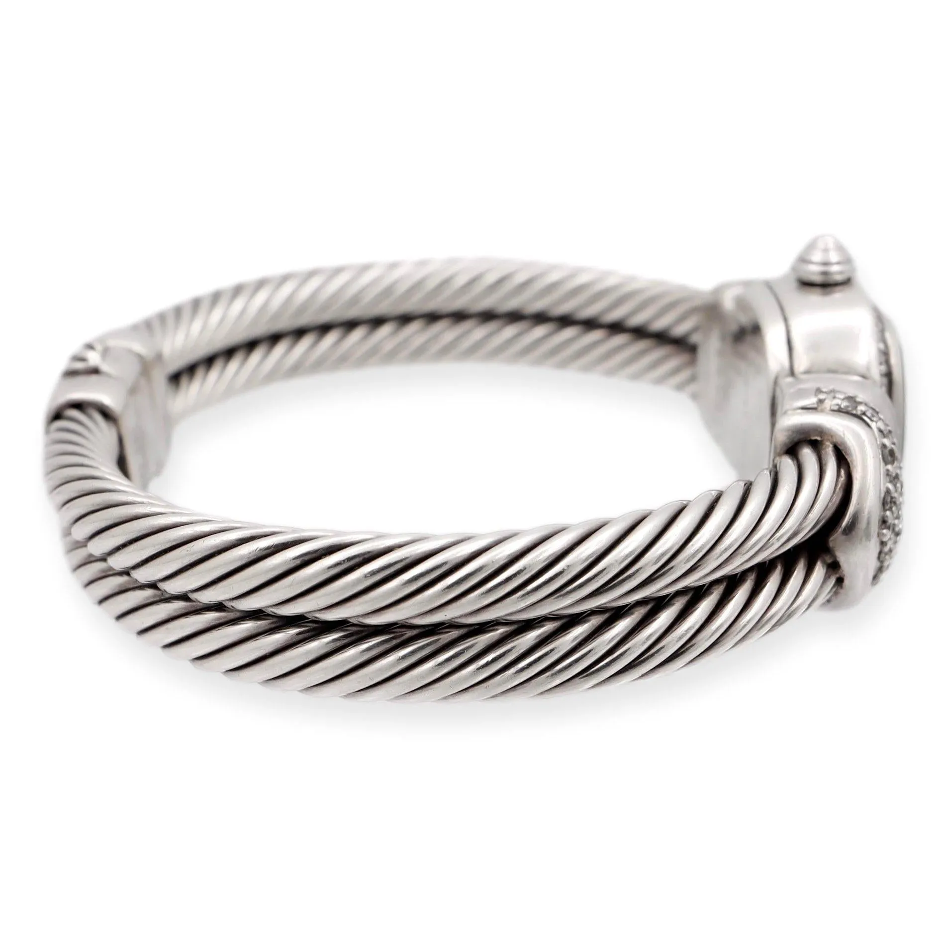 Vintage David Yurman Ladies Sterling Silver Diamond Wrist Cable Watch