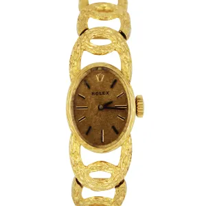 Vintage Ladies Rolex Cocktail 18K  Yellow Gold Swiss Mechanical 17mm Watch