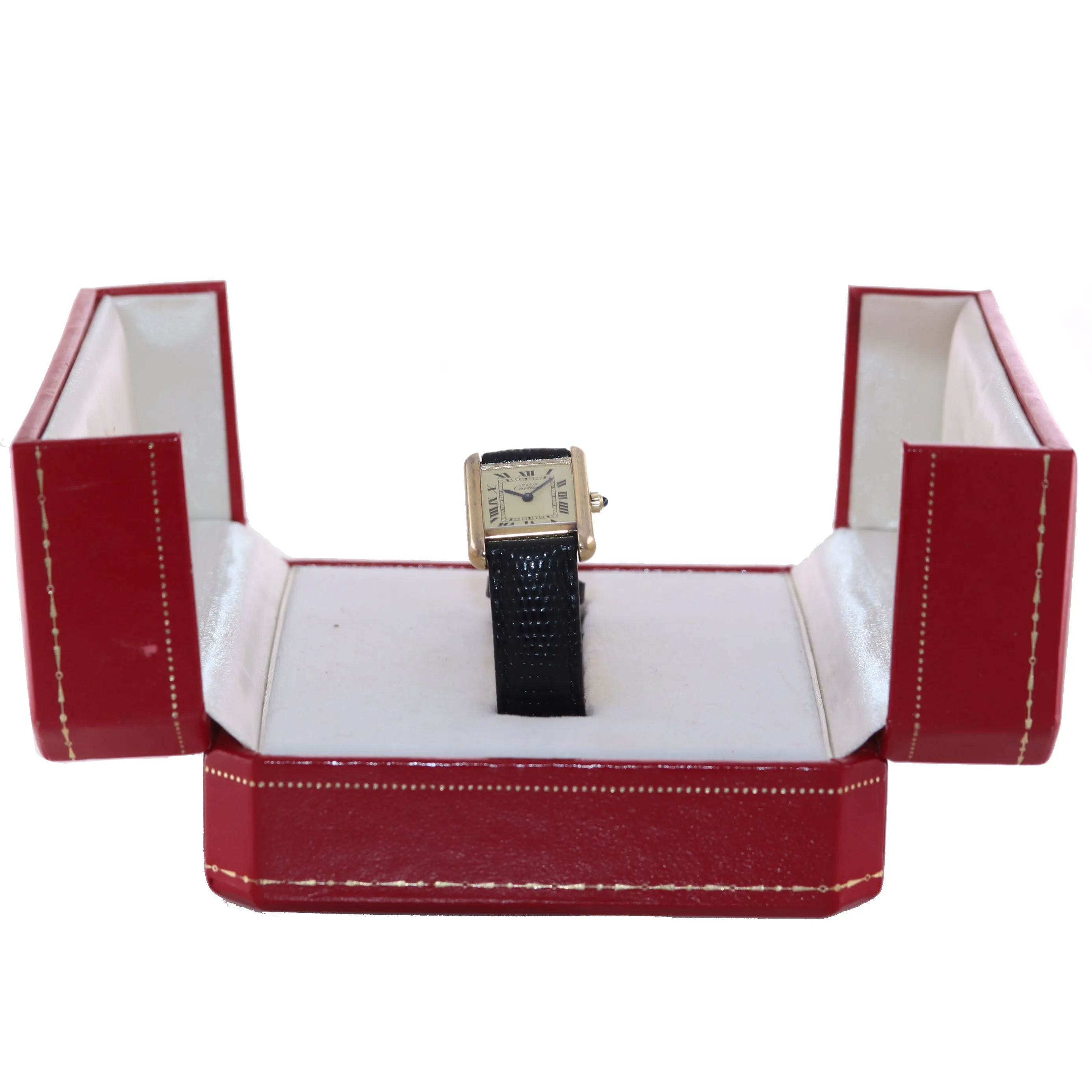 Vintage Must de Cartier Tank Vermeil Gold Silver Roman 21mm Quartz Watch